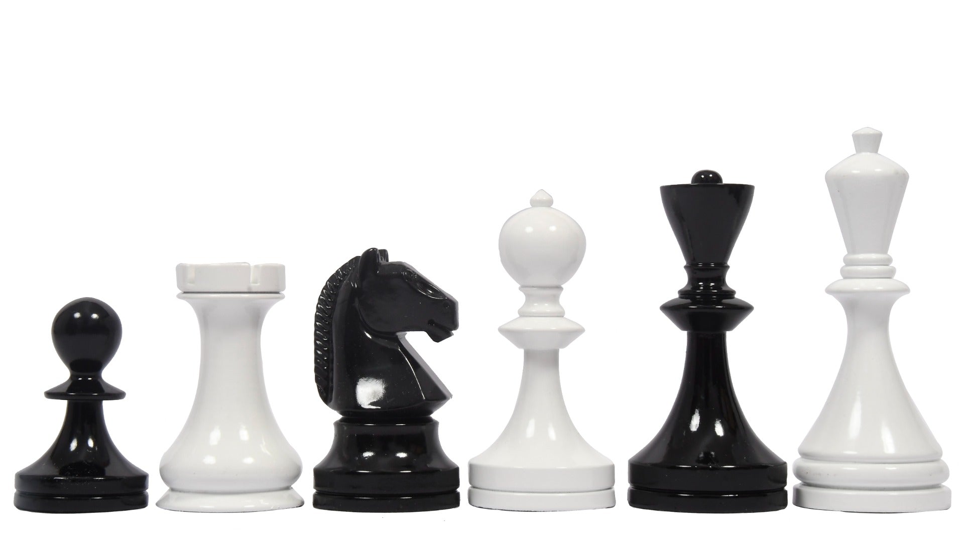 Chess Pieces in Black & White Painted Boxwood (3.9" King) - Slightly Imperfect | Chessbazaar