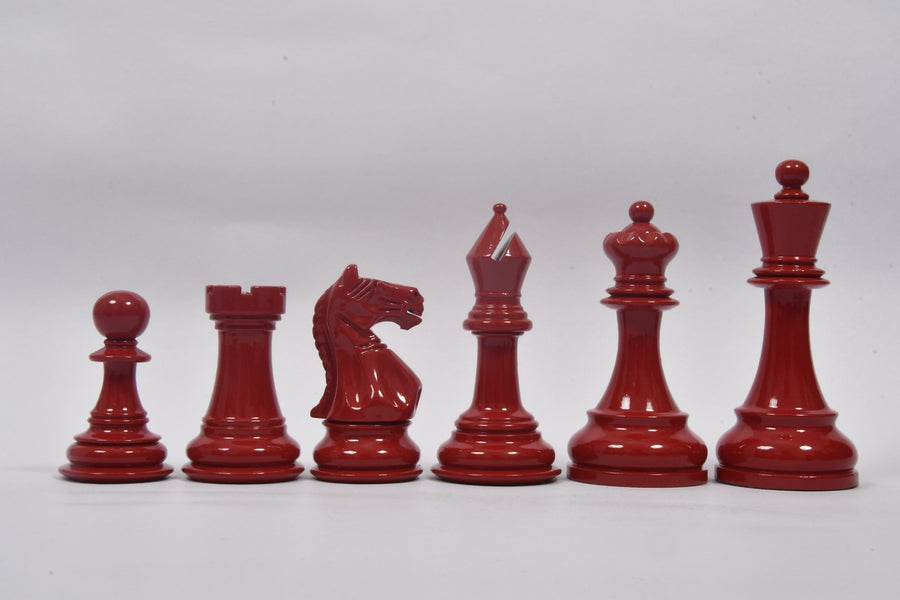Slightly Imperfect Chess Pieces in Red Painted & White Painted Boxwood- 4.0" King