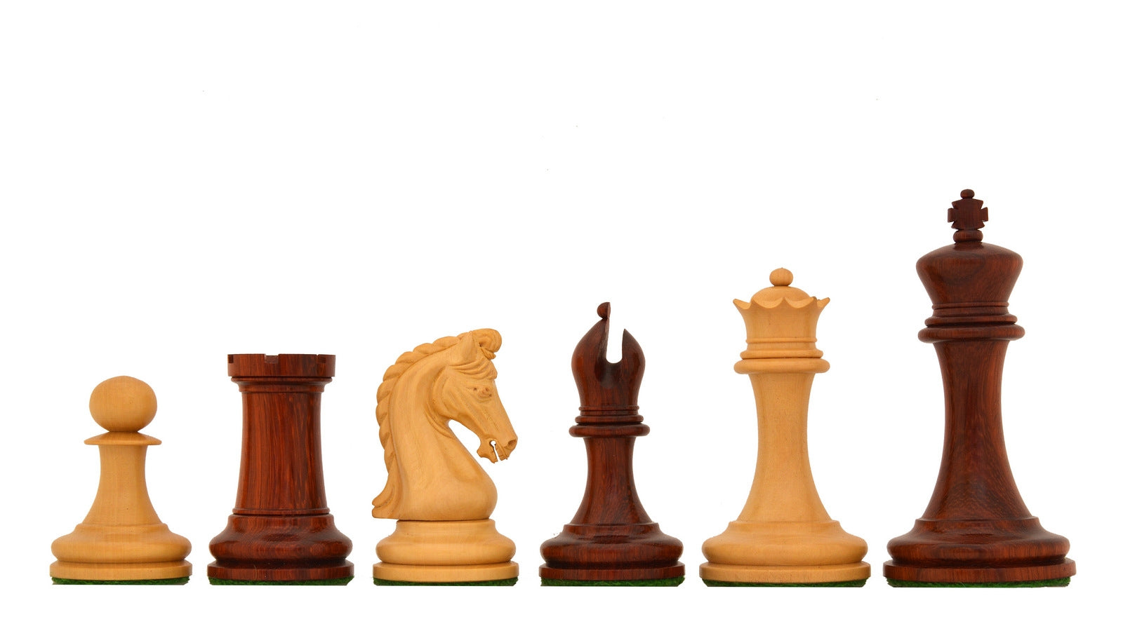 Imperial Collector Chess Set V2.0 in Bud Rosewood/Boxwood with Red Ash Burl Board - 3.75" King with Board