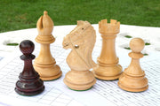 Combo of Knight, Rook, Bishop & Pawn Chess Pieces in Box Wood & Bud Rosewood - 4.52" Knight.