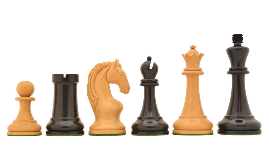 1963-66 Piatigorsky Cup Chess Set Ebony & Boxwood 4.2" king with Wooden Board