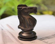 The Giant Monstrous Series Knight Chess Piece in Ebony Wood Paper Weight -4.1" Height.