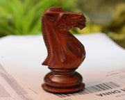 The Giant Monstrous Series Knight Chess Piece in Bud Rose Wood Paper Weight -4.3" Height.