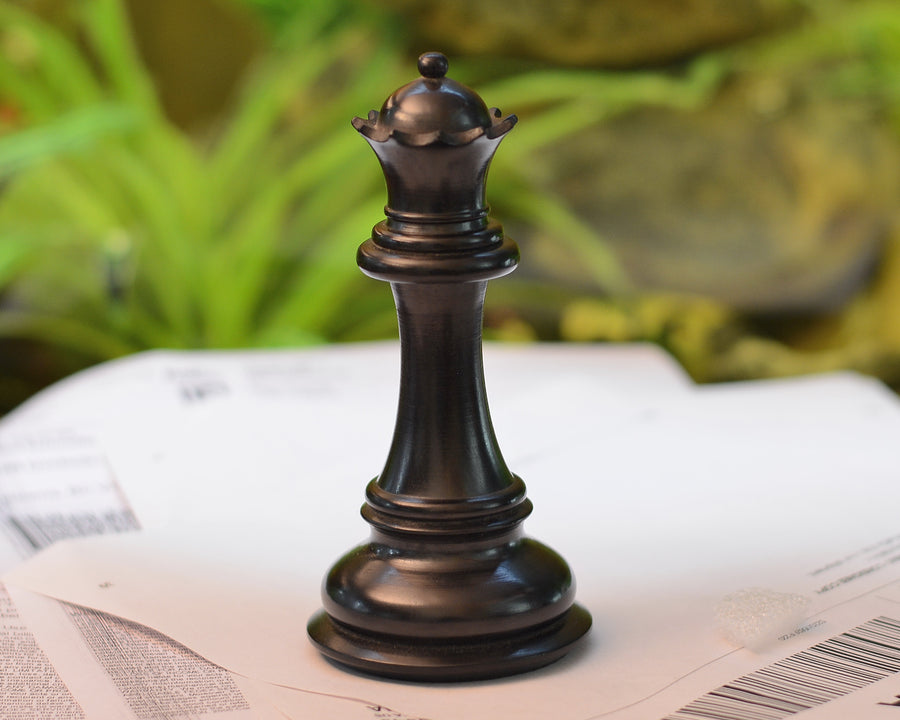 The Giant Monstrous Series Queen Chess Piece in Ebony Wood Paper Weight - 5.0" Height.