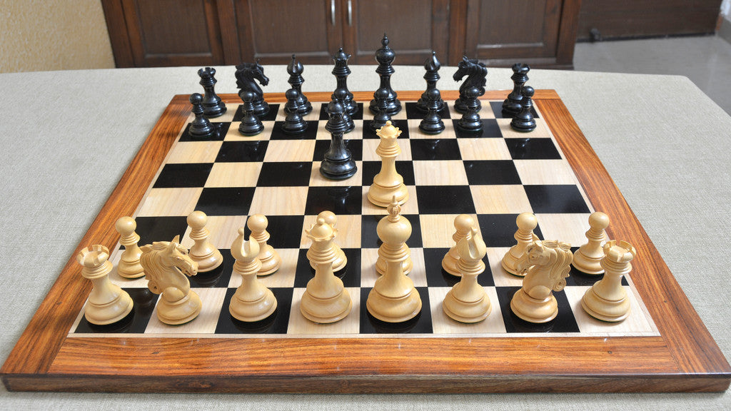 Admiral Series II Staunton Chess Set with Chess Board in Ebony / Boxwood - 4.5" King