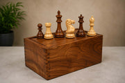 Desert Gold Series Chess Pieces in Sheesham / Boxwood - 4.0" King with Box