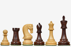 Leningrad Club-Sized Wooden Chess Pieces in Indian Rosewood & Boxwood- 4.0" King