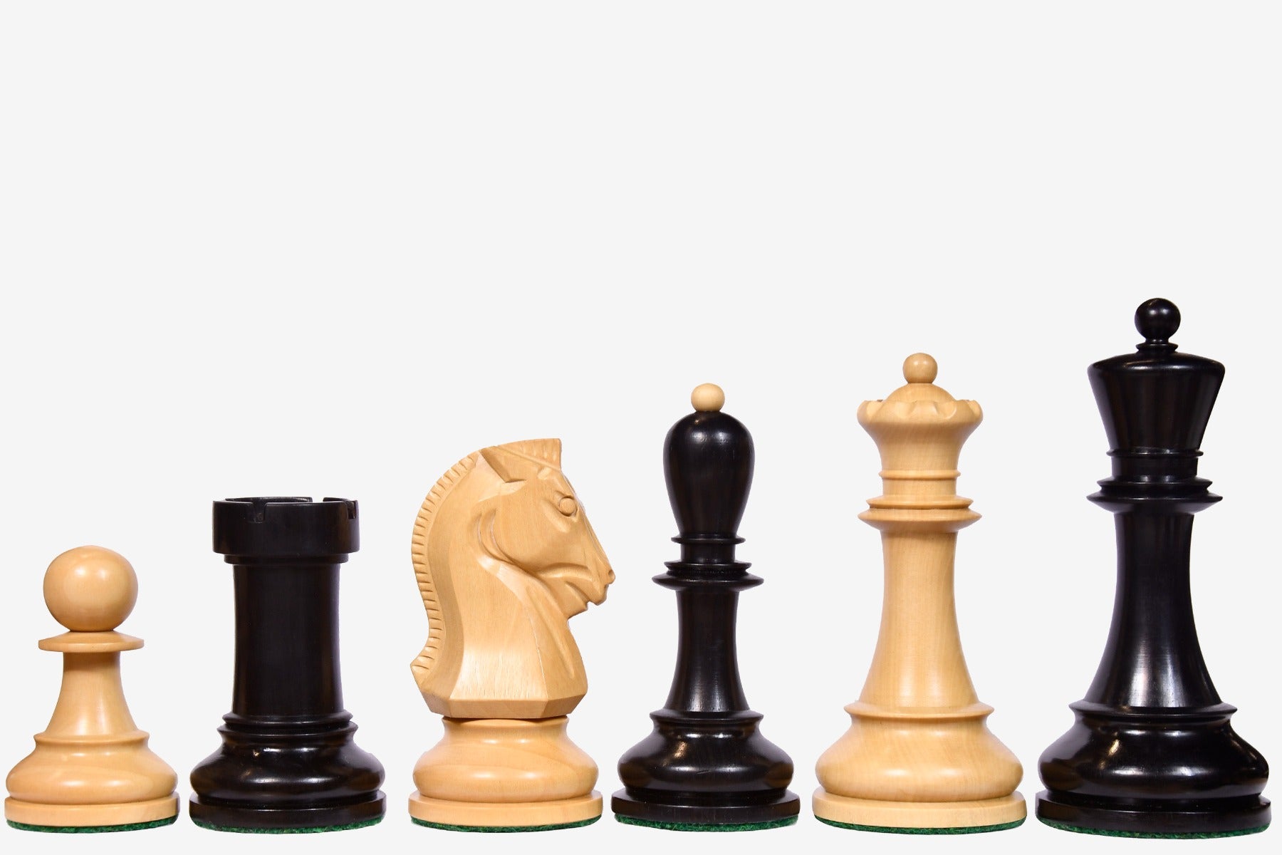 1950 Dubrovnik Bobby Fischer Weighted Chess Pieces in Ebony Wood (4.25" King) | CHESSBAZAAR