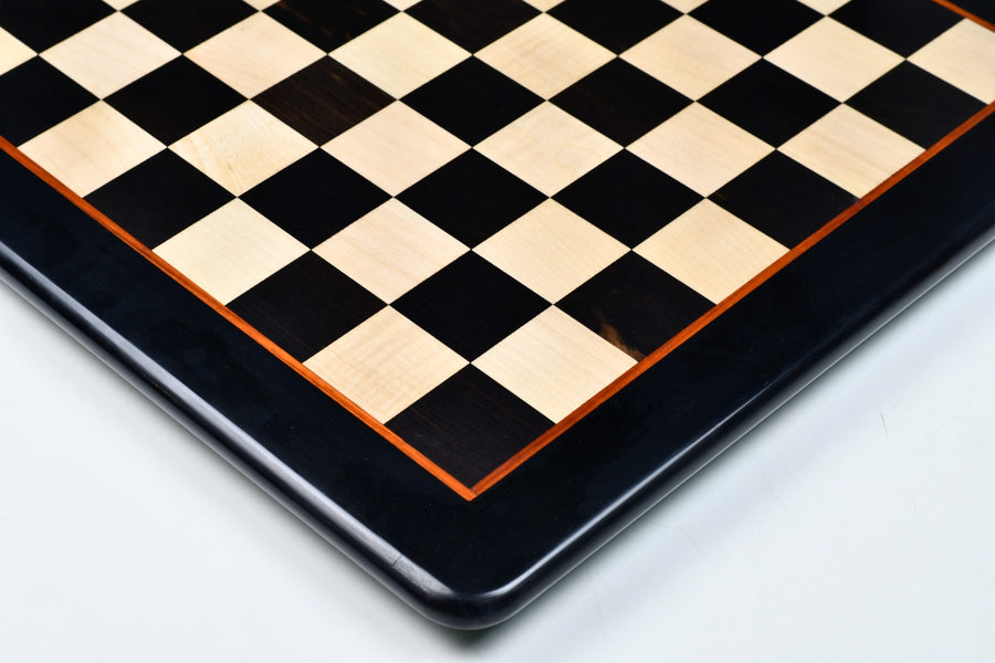 Solid Genuine Ebony & Maple Chess Board 18" (45mm Squares)