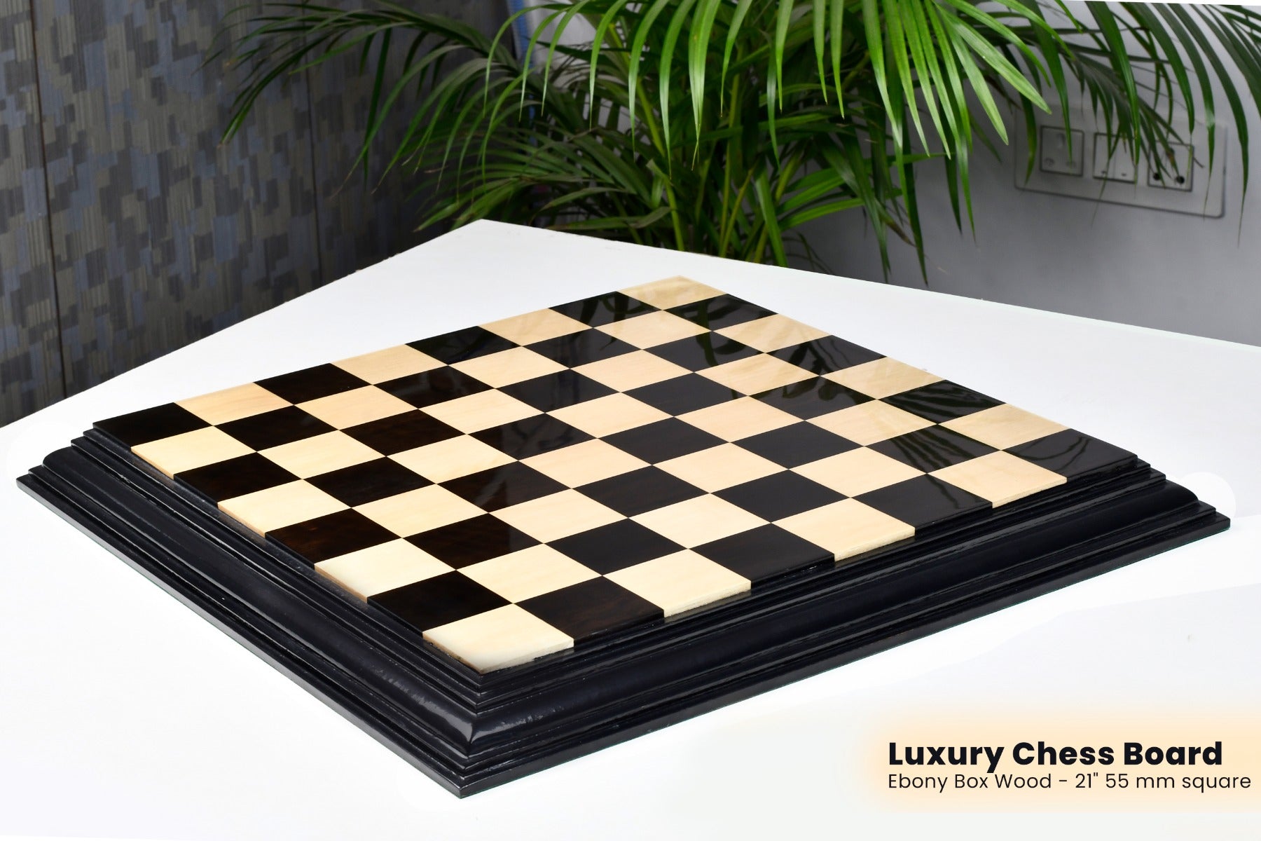 Luxury Chess Board Ebony Box Wood - 21" 55 mm square By Chessbazaar