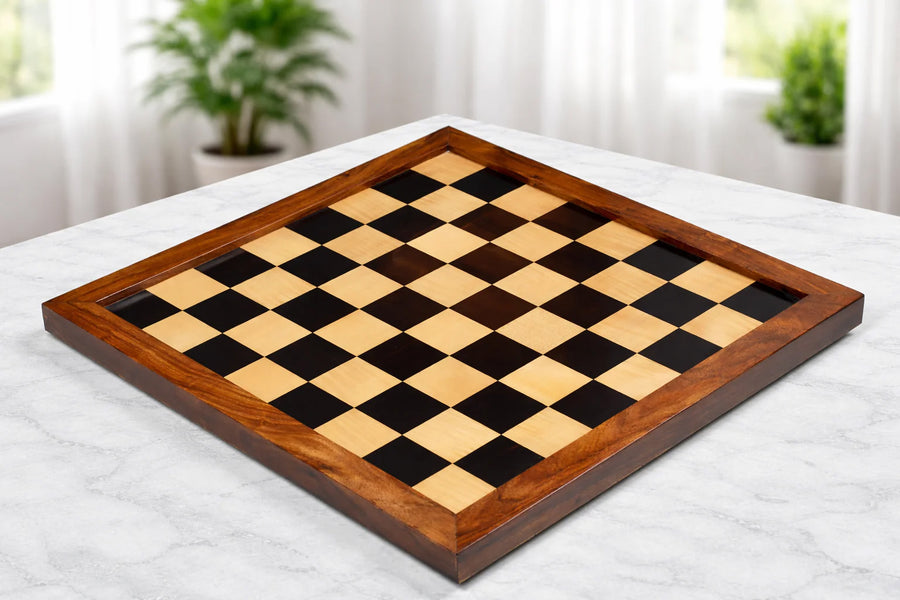 Wooden Ebony Maple Chess Board with Sheesham Frame 21.8" (60mm)