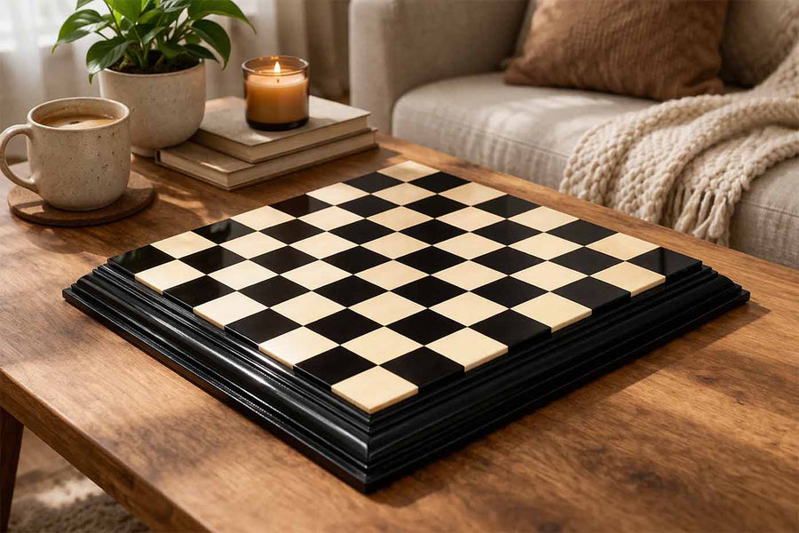 Luxury Chess Board Ebony Box Wood - 21" 55 mm square