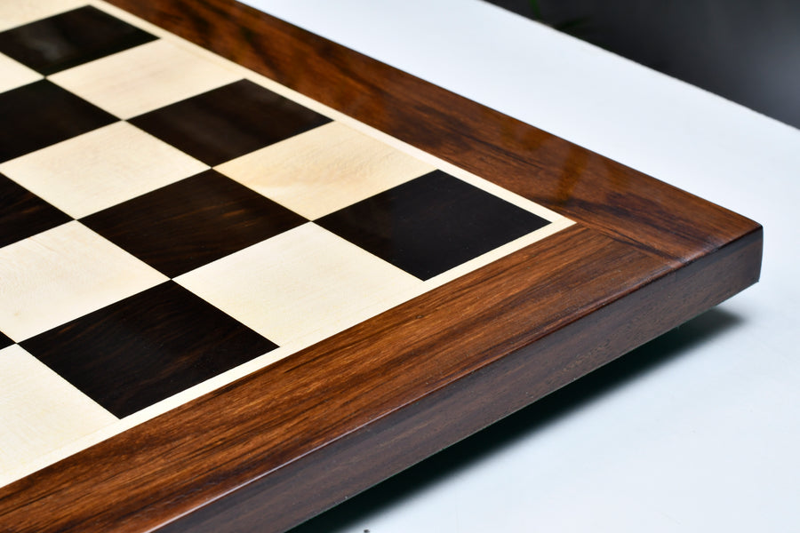 Solid Ebony Maple Chess Board Sheesham Border 23" (60mm Squares)