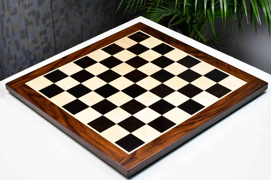 Solid Ebony Maple Chess Board Sheesham Border 23" (60mm Squares)