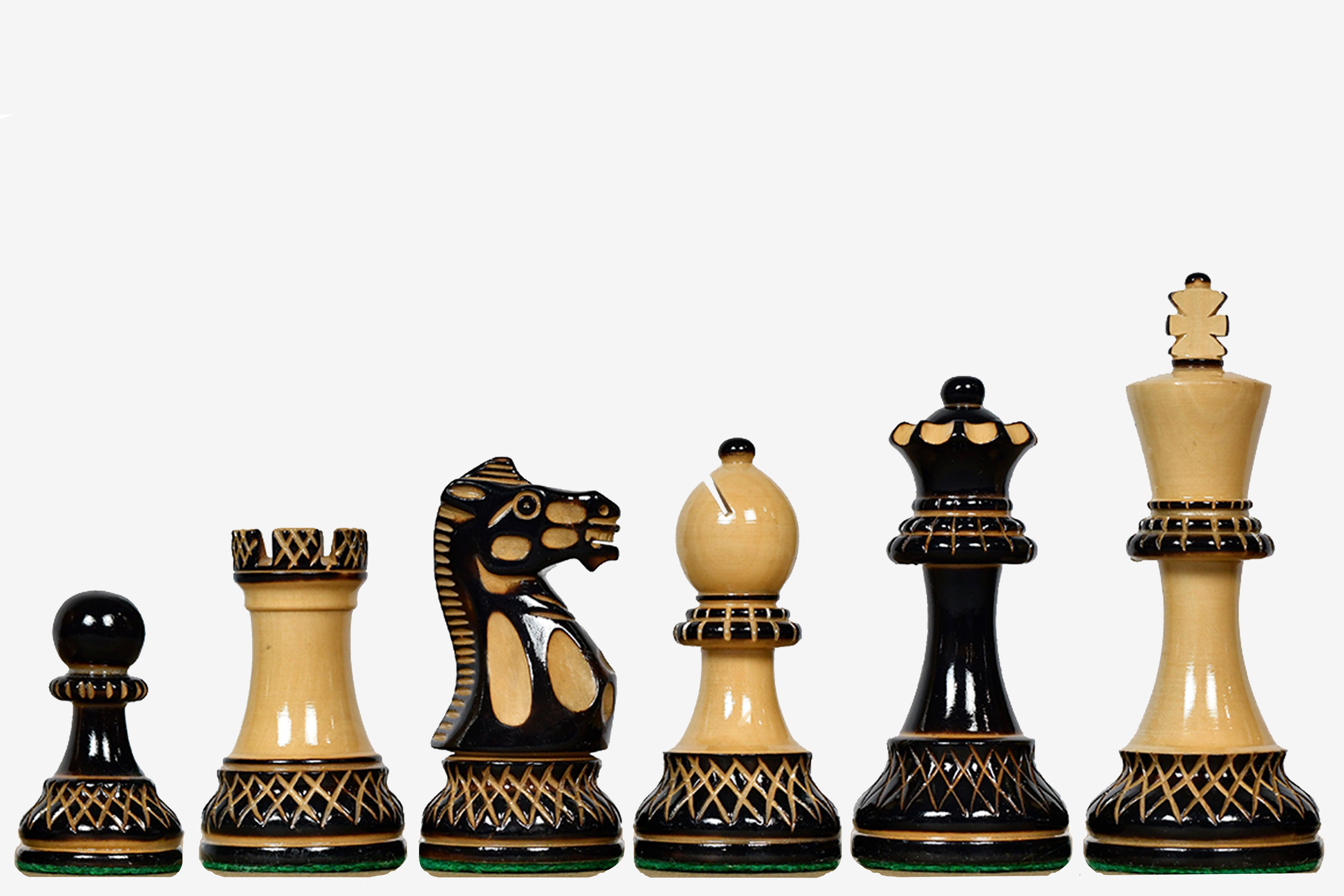 Parker Staunton Lacquered Chess Pieces Burnt & Natural Boxwood 3.9"- King