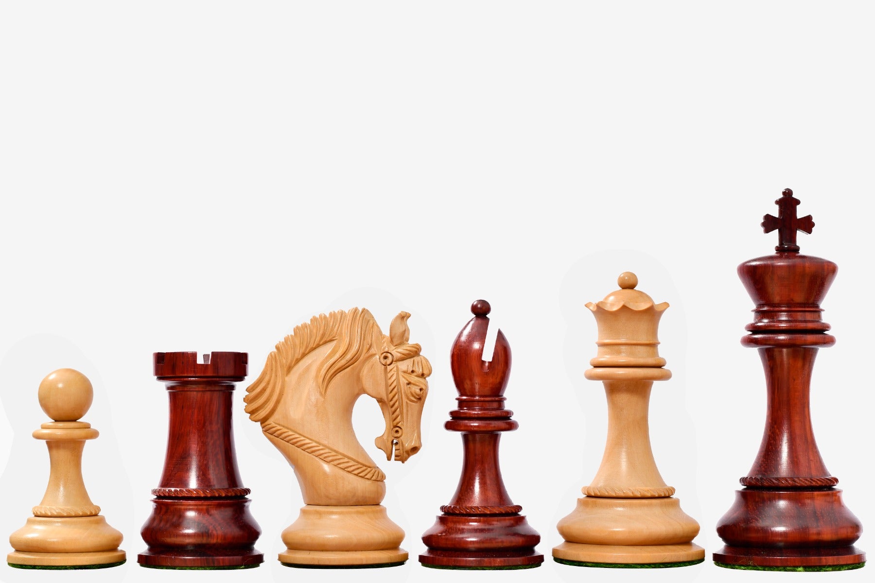 The Excalibur Luxury Artisan Series Chess Pieces in Bud Rosewood / Boxwood - 4.6" King