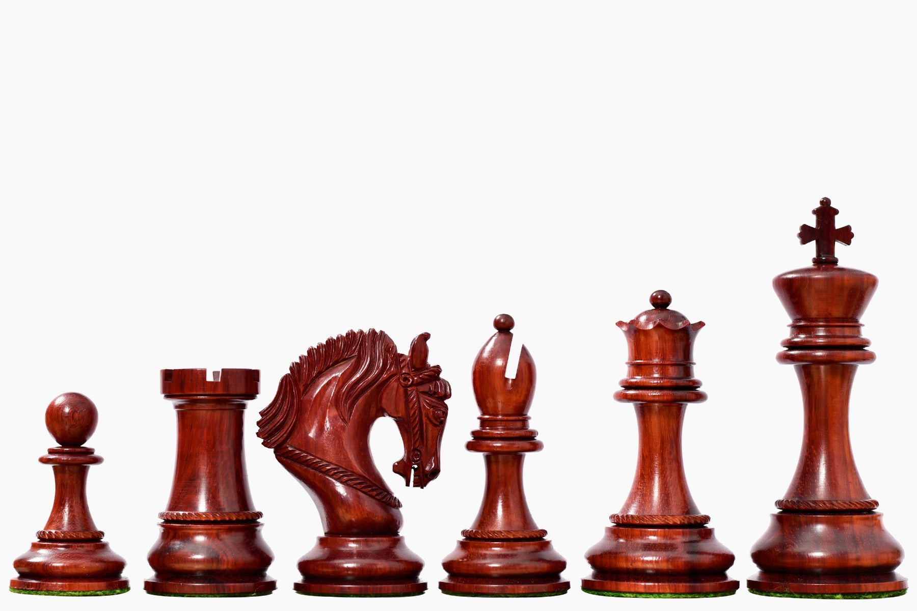The Excalibur Luxury Artisan Series Chess Pieces in Bud Rosewood / Boxwood - 4.6" King