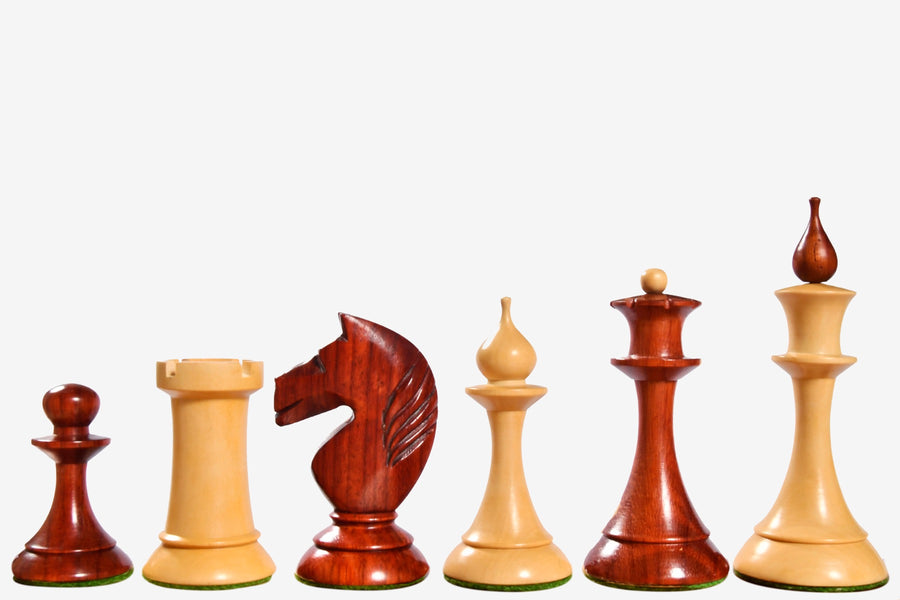 1950s Soviet Latvian Chess Pieces Bud Rosewood & Boxwood 4.1" King