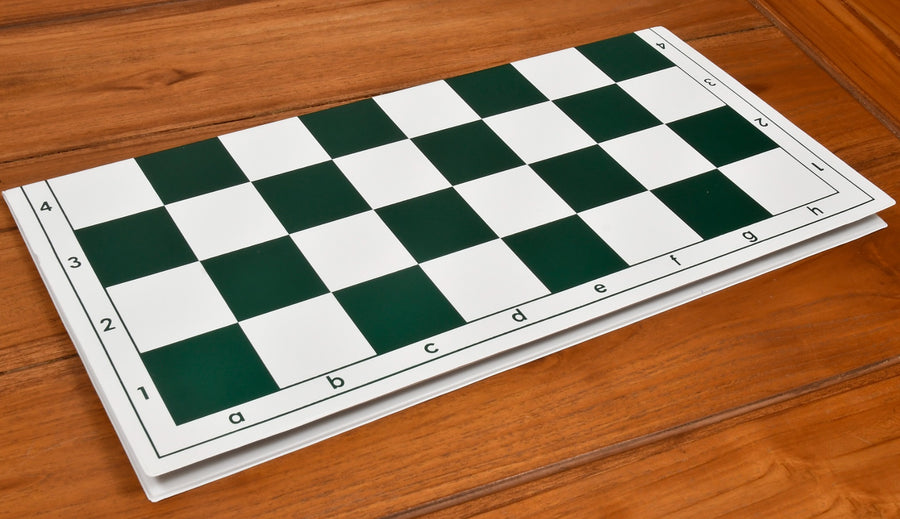Folding Tournament PVC Chess Board Green & White Algebraic 20" 55mm
