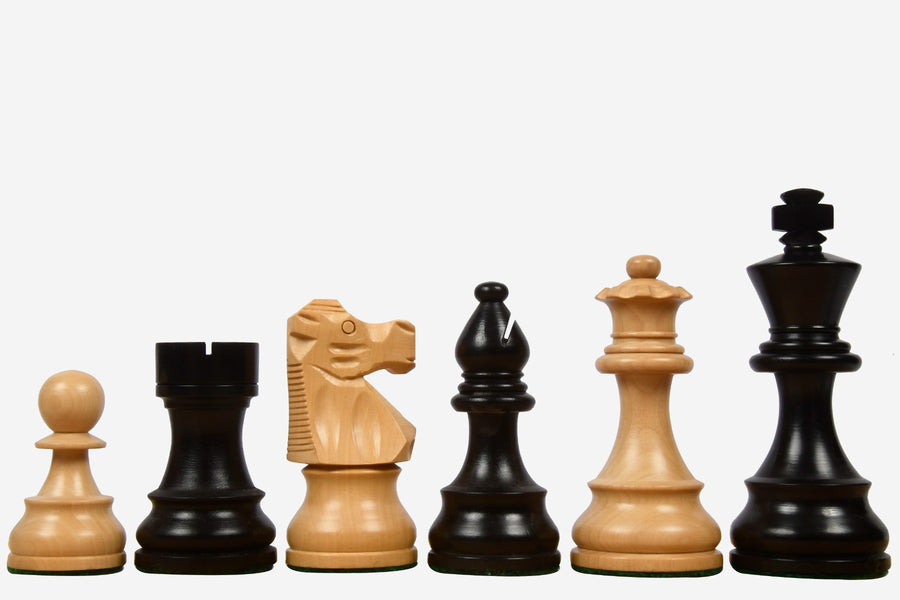 Repro French Lardy Chess Pieces in Ebonized Boxwood 3.75" King