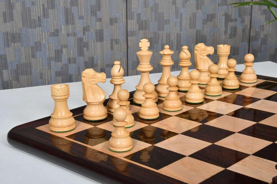 Repro French Lardy Tournament Chess Pieces Rosewood 3.75" with Board