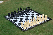 Garden Chess Set Solid Plastic Beige White & Black 8" with PVC Board