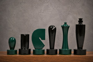 Berliner Minimalist Chess Pieces Green & Black Painted Wood 3.7"- King