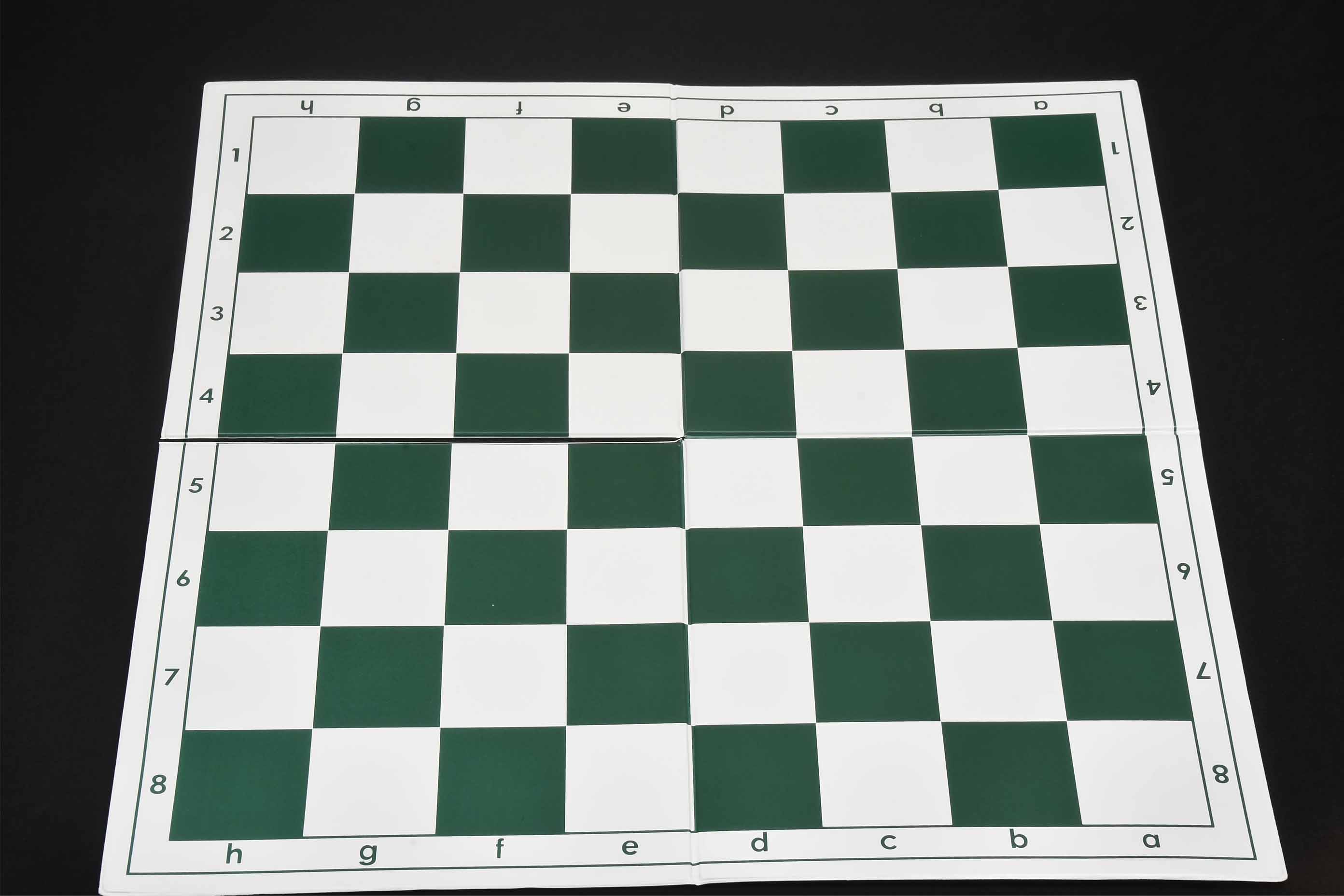 Double Folding PVC Chess Board Green & White Algebraic Notation 55mm