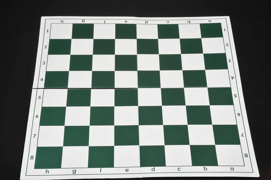 Double Folding PVC Chess Board Green & White Algebraic Notation 55mm