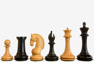 The CB Red Rum Luxury Staunton Series Chess Pieces in Ebony / Boxwood - 4.4" King