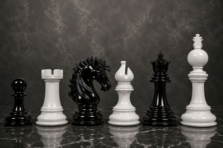 Chess Pieces in Black & White Painted Wood (4.5" King) - Slightly Imperfect Series