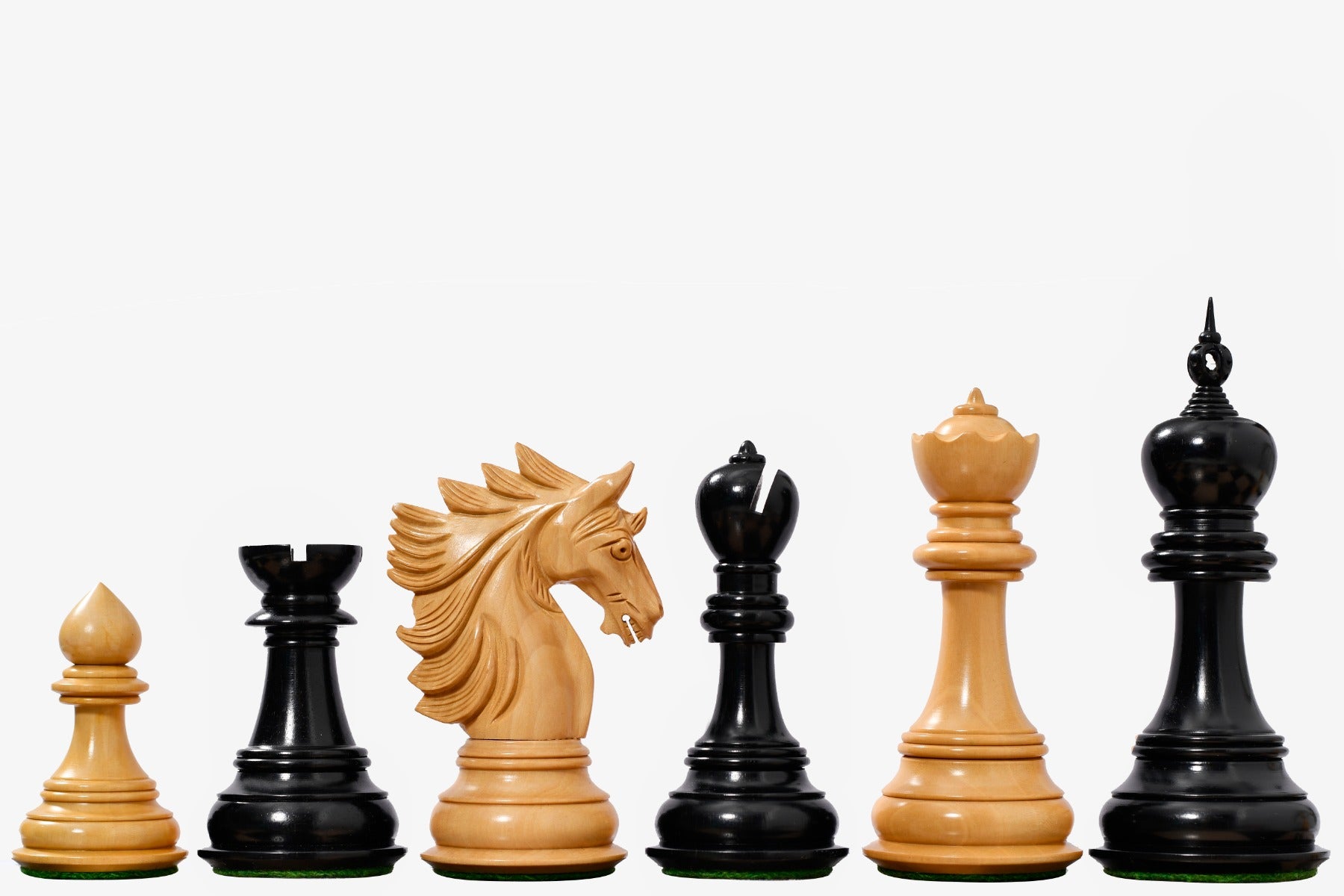 The Sher-E-Punjab Series Chess Pieces in Ebony Wood / Boxwood - 4.6" King