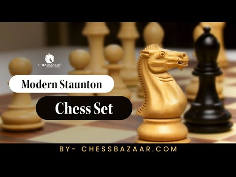 Modern Staunton Chess Pieces in Genuine Ebony & Boxwood 3.75" - King