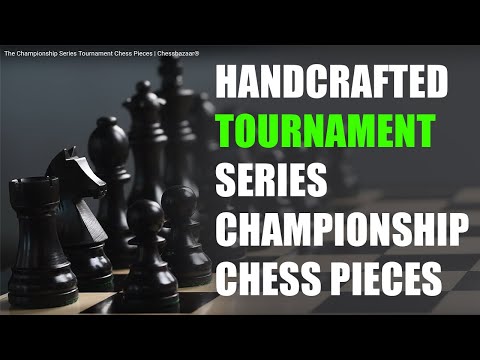 Tournament Series Championship Chess Pieces with German Knight in Ebonized Boxwood & Natural Boxwood - 3.75" King