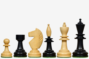 Repro Hungarian Chess Pieces Ebonized & Natural Boxwood 3.9"- King