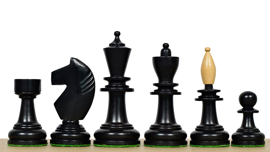 Repro Hungarian Chess Pieces Ebonized & Natural Boxwood 3.9"- King