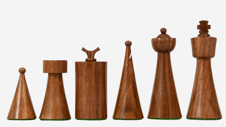 1940s Art Deco Weighted Chess Pieces in Sheesham & Boxwood 3.8" - King