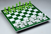 Shamrock Chess Set Painted in Vivid Irish Green & White Plastic - 3.75" King with Board