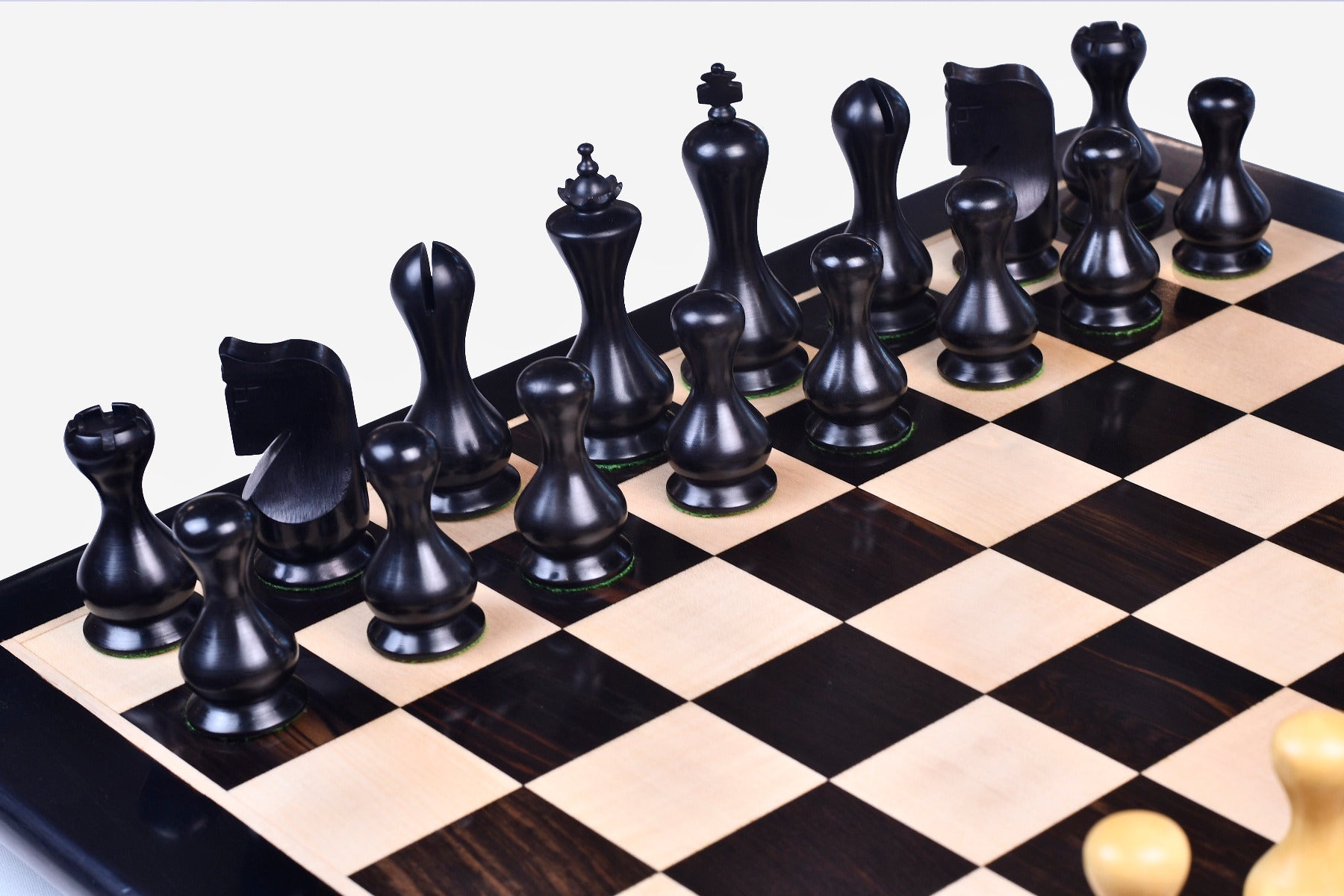 The Wooden Hour Glass Series Chess Pieces in Ebonized Boxwood & Natural Boxwood - 4.1" King