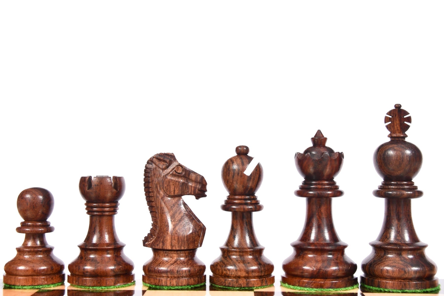 The Taj Staunton Series Carved Chess Pieces in Rosewood & Boxwood - 3.5" King