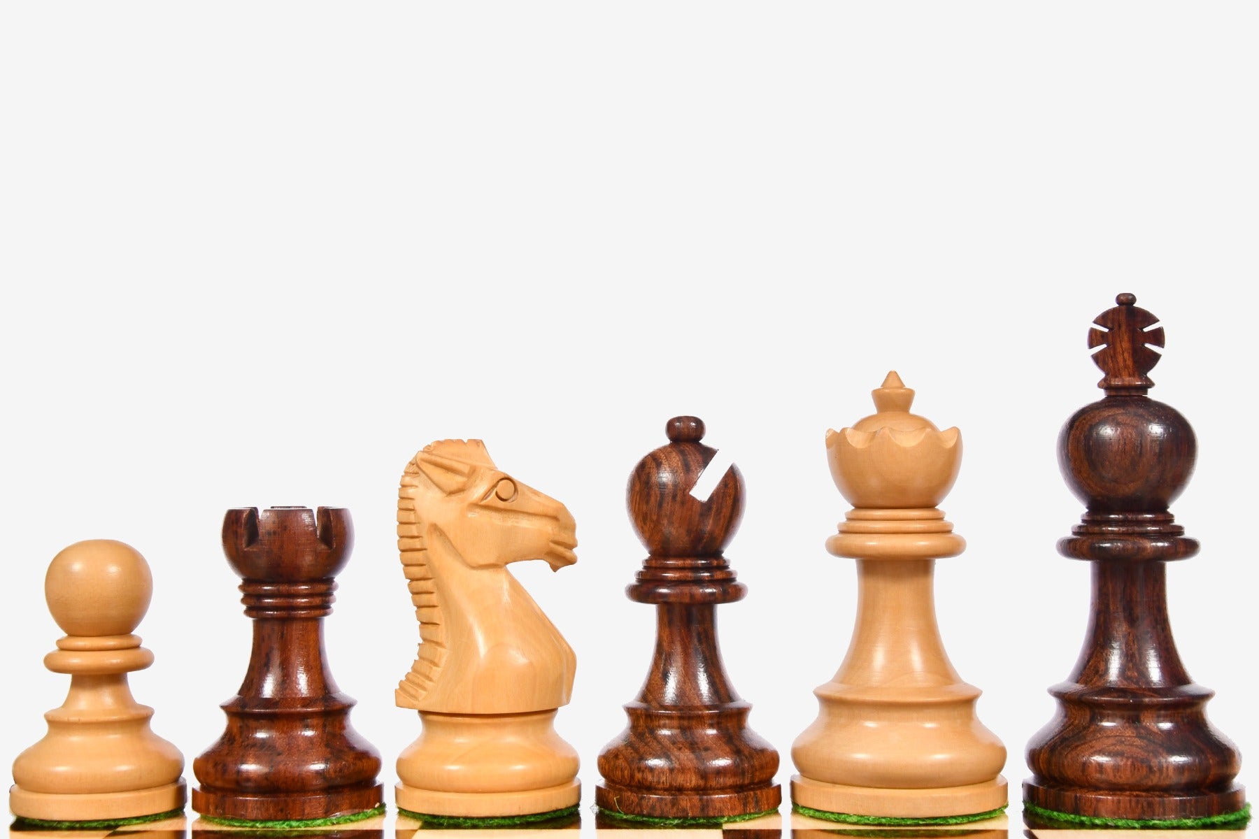 The Taj Staunton Series Carved Chess Pieces in Rosewood & Boxwood - 3.5" King