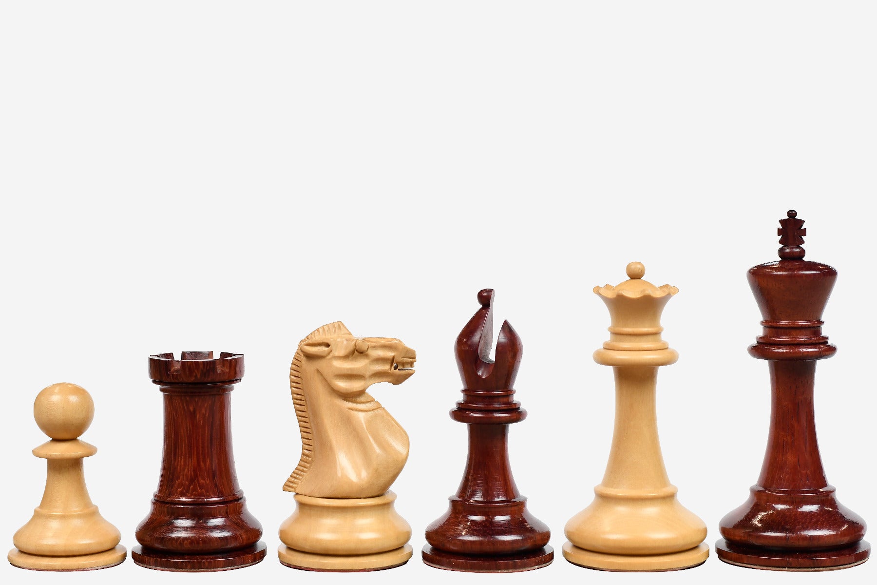 The Staunton Series (Jaques Pattern) Chess Pieces in Bud Rose & Box Wood - 3.4" King
