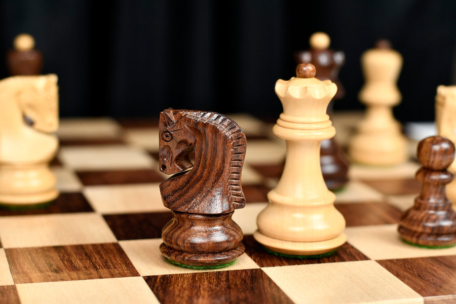 Traditional Russian Zagreb Chess Pieces Sheesham & Boxwood 3.1" King