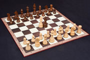 Tournament German Knight Chess Pieces in Sheesham/Boxwood - 3.75" King with Storage Pouch & Board