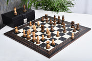 Combo 1950 Reproduced Dubrovnik Bobby Fischer Chessmen Version 3.0 in Lacquer Finished Burnt & Natural Box Wood - 3.7" King with Board & Box