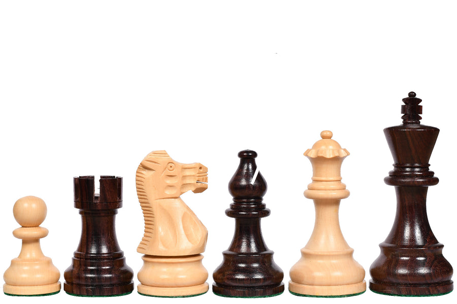 Smokey Staunton Chess Pieces in Rosewood/Boxwood with Board & Box- 3.8" King