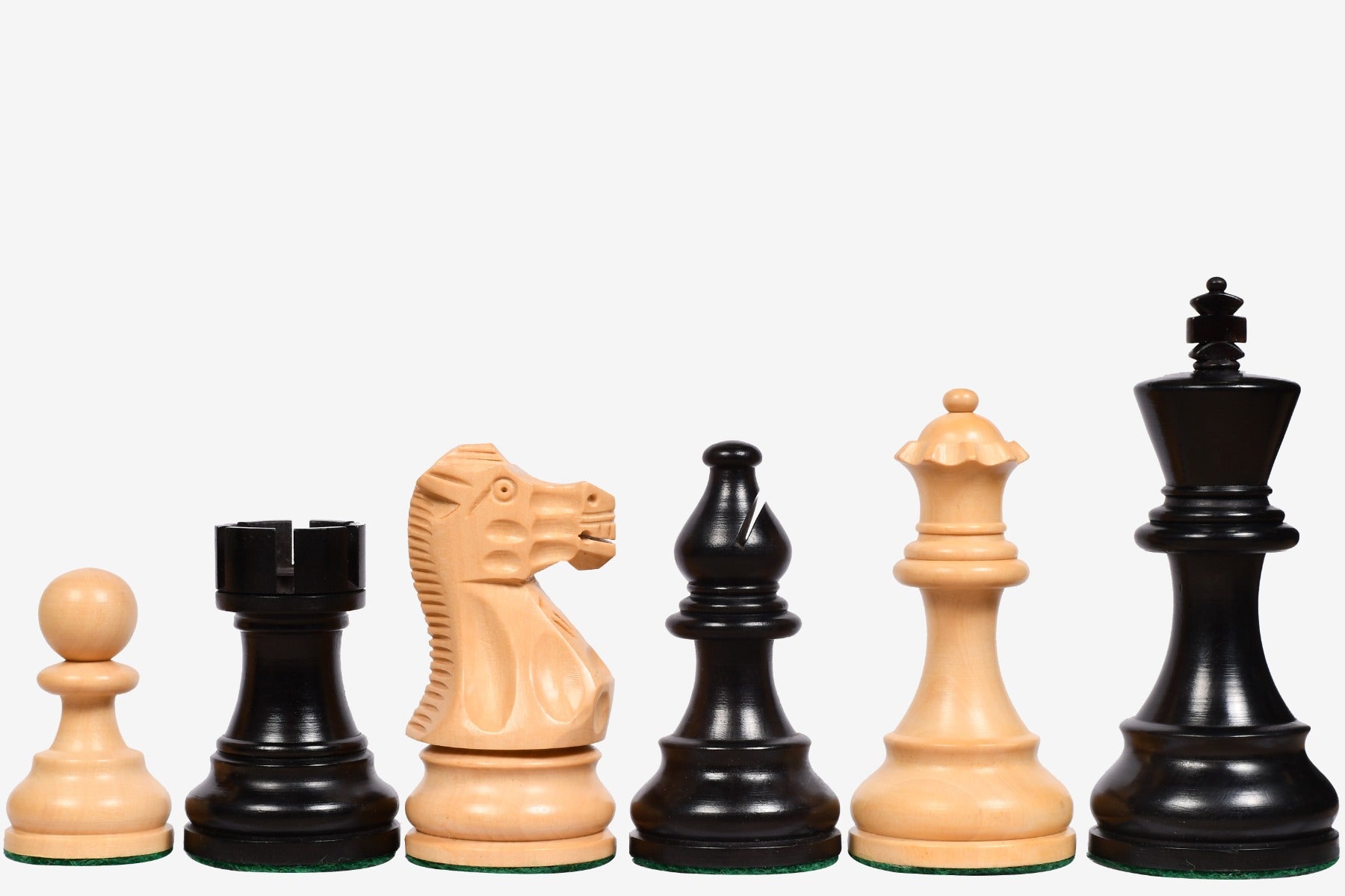 The Smokey Staunton Series Chess Pieces in Ebonized boxwood & Natural Boxwood- 3.8" King