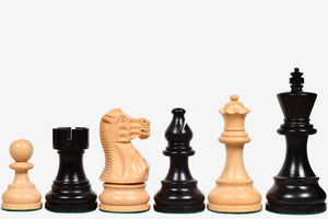 The Smokey Staunton Series Chess Pieces in Ebonized boxwood & Natural Boxwood- 3.8" King