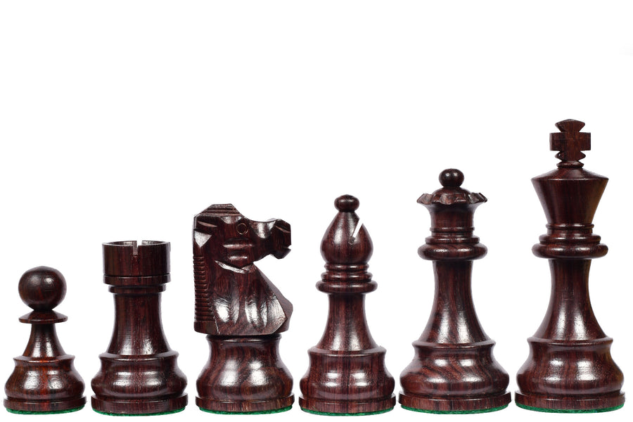 French Lardy Exclusive Tournament Size Weighted Wooden Chess Pieces in Indian Rosewood / Box wood - 3.75" - King