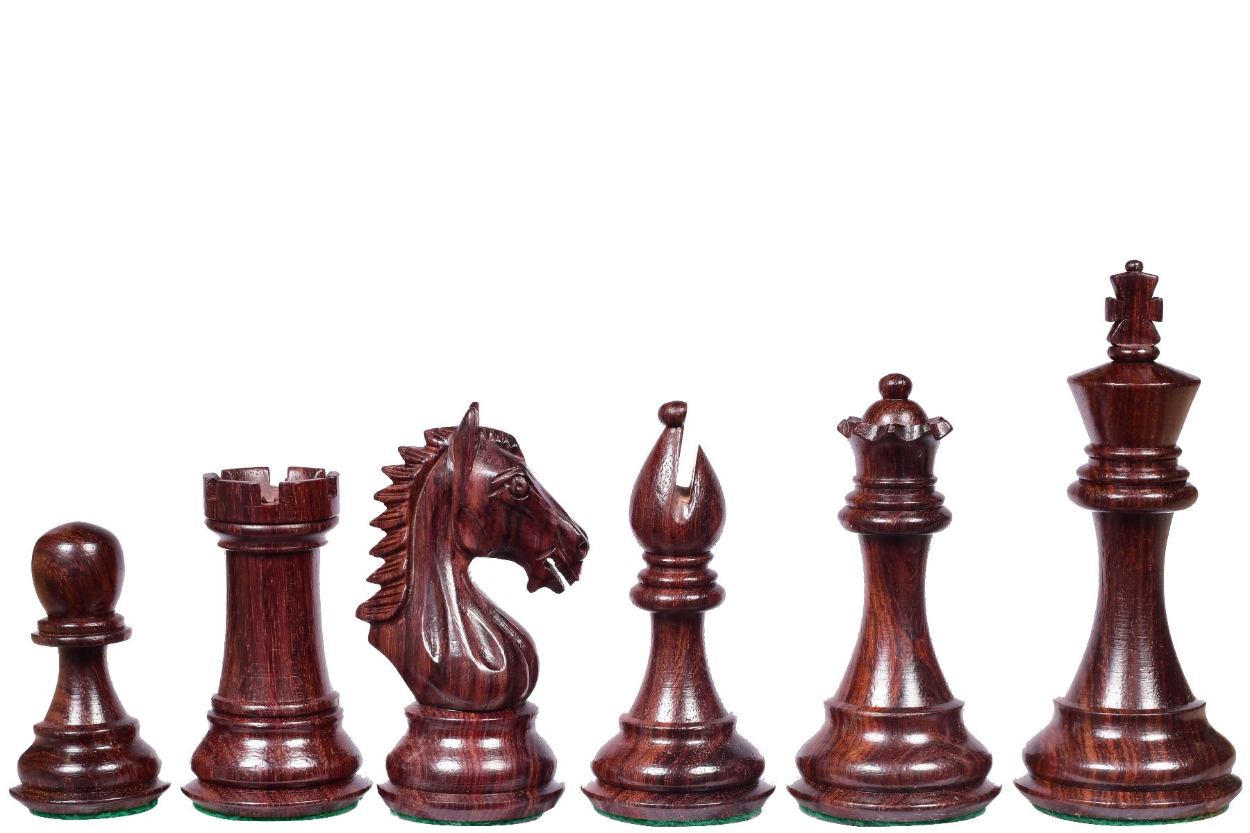 Derby Knight Staunton Weighted Chess Pieces in Rosewood & Boxwood - 4.1" King